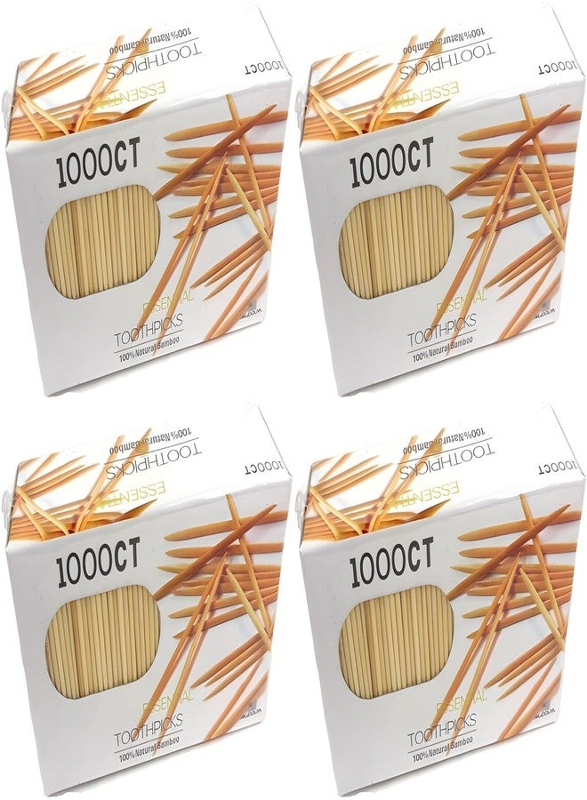 Bexter 4000 Pack Bamboo Toothpicks - 2.5 Inch Durable Wooden Toothpicks, Individually Boxed (4 Boxes of 1000) - Eco-Friendly, Biodegradable, Multipurpose for Kitchen, Appetizers, Crafts & Dental Care - Image 1